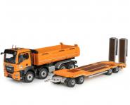 MAN TGS 8x4 Tipper with 4axle GOLDHOFER lowboy "LISE&FILS"