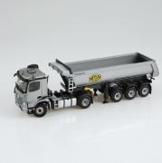 MB Arocs 4x2 with 3axle MEILLER Tipper Trailer, silvergrey