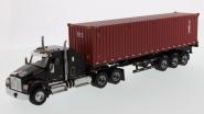 KENWORTH 3axle T880 SBFA Sleeper + 3a Container Trailer, black