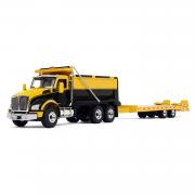 KENWORTH 880 Dumpt Truck with Beavertail Trailer, yellow/black