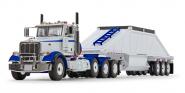 PETERBILT 367 with Bottom-Dump-Trailer, white/Surf-blue