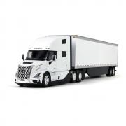VOLVO VNL860 High-Roof Sleeper mit Kofferauflieger, weiß