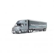 VOLVO VNL860 High-Roof Sleeper mit Kofferauflieger, grau