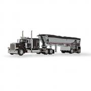 PETERBILT 389 63" Schlafkabine mit MAC Half Round Kipperauflieger, schwarz-chrome