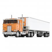 PETERBILT Model 352 COE Sleeper with 40´Vintage Reefer Trailer, orange/white