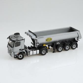 MB Arocs 4x2 with 3axle MEILLER Tipper Trailer, silvergrey 