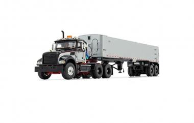 MACK Granite with EAST Genesis End Dump Trailer, black-red-silver 