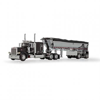 PETERBILT 389 63" Schlafkabine mit MAC Half Round Kipperauflieger, schwarz-chrome 