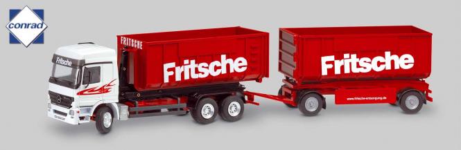 MERCEDES Actros with roll-off-container and trailer "Fritsche" 