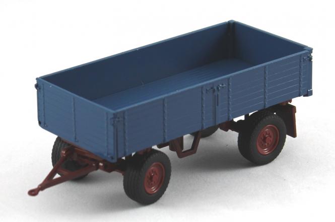 Drawbar trailer with 3side tipper, blue 