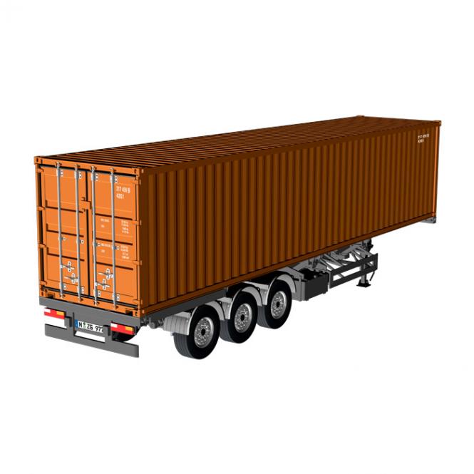 Semitrailer EU with 40feet Container. brown 