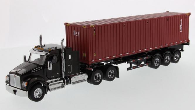 KENWORTH 3achs T880 mit 3achs Containerauflieger, schwarz 