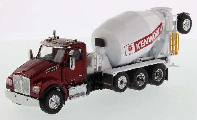 KENWORTH 3axle T880 with BRIDGEMASTER Concrete Mixer, red-white 