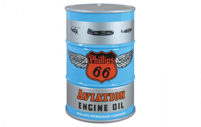 Spardose: 55-Gallon Ölfass "Phillips 66 Aviation Oil" 