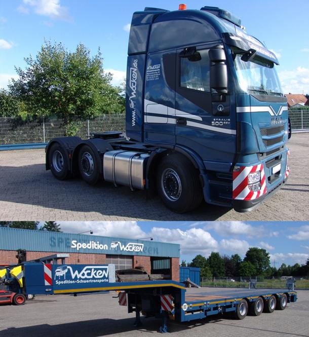 IVECO Stralis 6x2 with 4axle Semi-Low-Loader "Wocken" 
