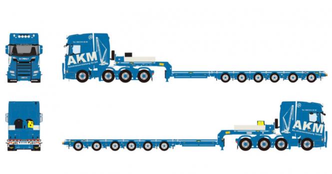 SCANIA S 8x4 mit 6achs BROSHUIS Tieflader "AKM" 