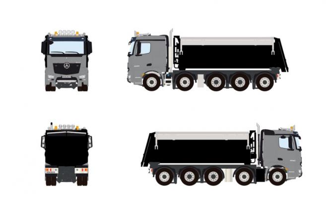 MB Arocs MP4 10x4 with LANENDORF Tipper, grey-black 