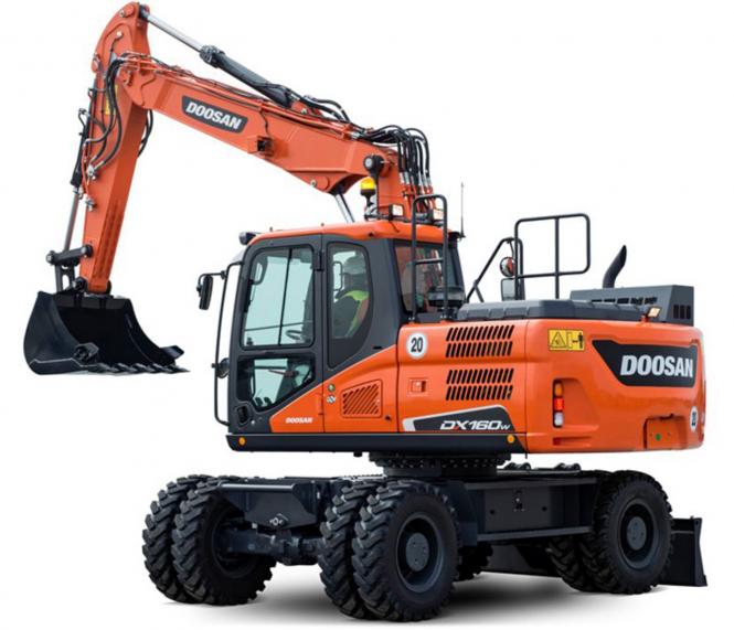 DOOSAN Wheeled Excavator DX160w with 2 Attachements 