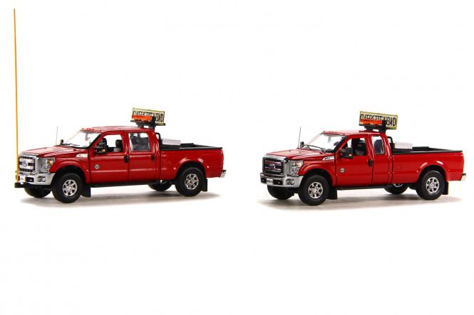 FORD F250 Pickups (2 Begleitfahrzeuge), rot/chrom 