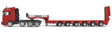 MAN TGS GX 8x4 with 6axle GOLDHOFER Semi-Lowboy PK6, red 