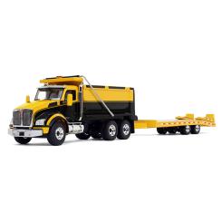 KENWORTH 880 LKW mit Kipper und Tiefladeauflieger, gelb/schwarz 