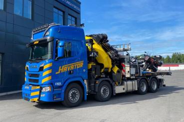 SCANIA R 8x4 mit PALFINGER PL165.002TEC7 Aufbaukran "Havator" 