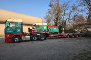 MAN TGX GM 6x2 mit BROSHUIS 4achs Semi-Tieflader "Scales" 