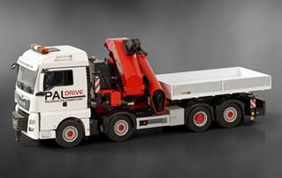 MAN TGX XLX 4axle with Platform and PALFINGER Crane PK165.002, white 