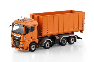 MAN TGX GM 8x2 mit PALFINGER Abrollkipper 40m3, orange 
