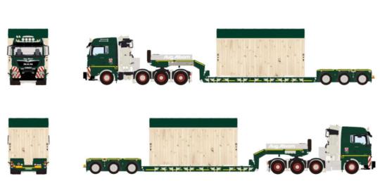 MAN TGX XLX 8x4 mit 3achs NOOTEBOOM Tieflader und Holzkiste "August Alborn" 